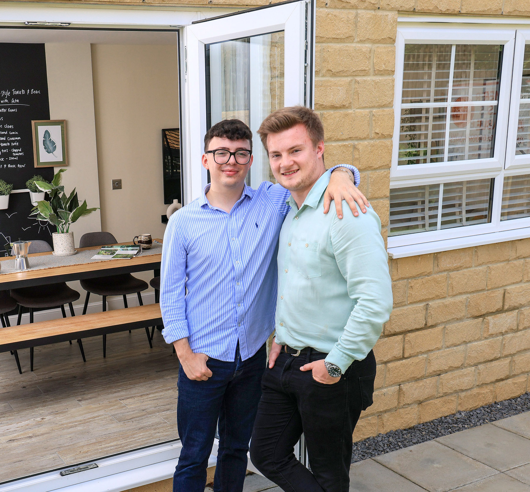 Dated: 07/07/2023
Barratt Homes North East Burdon Green development in Coxhoe, Co. Durham. Jack Williams (glasses) and Jacob Clarke who have bought a new home on the development.